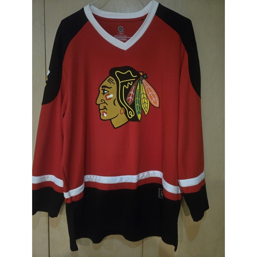 Chicago Blackhawks NHL Hockey Jersey Shirt Mens Large Red Black Mesh Licensed